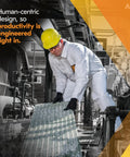 Worker wearing A40 Liquid And Particle Protective Coveralls With Zipper Front White 2XL in industrial setting, lifting grate