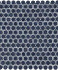 Hudson Penny Round Denim Blue Porcelain Mosaic Tile, Mesh Mounted with High Sheen Glaze, Square Sheet View
