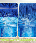 Heavy Duty Cotton String Wet Mop Heads Bulk Pack Dope Blue showing strong water absorption for efficient cleaning.