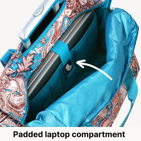 Padded laptop compartment of Lightweight Rolling Overnight Bag With Laptop Compartment For Weekender Travel Carry On Luggage