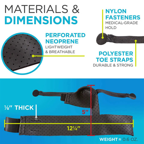 Soft Turf Toe Brace For Big Toe Relief With Taping Splint And Wraparound Support Straps For Sprains And Hallux Rigidus Left Foot One Size Fits Most Men And Women materials and dimensions display