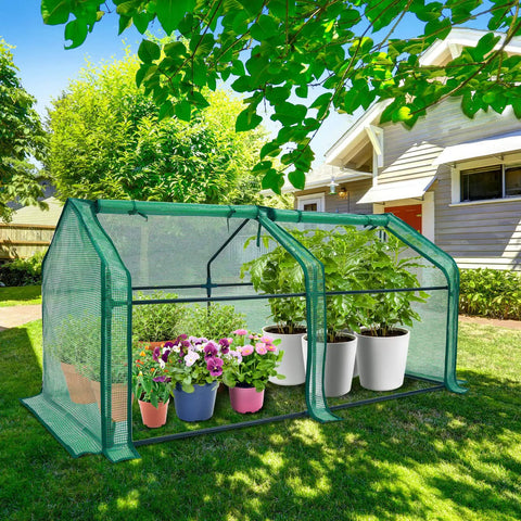 Portable Mini Greenhouse For Outdoors 71 By 36 By 36 Inch With Dual Large Zipper Doors Ground Stakes Waterproof And UV Protected Plastic Green House For Patio Garden Backyard No Tools Needed All Weather Ready