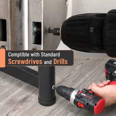 Hex Head Allen Wrench Drill Bit Set 25 Piece Kit S2 Steel Magnetic Bits With Quarter Inch Hex Shank in use with drill