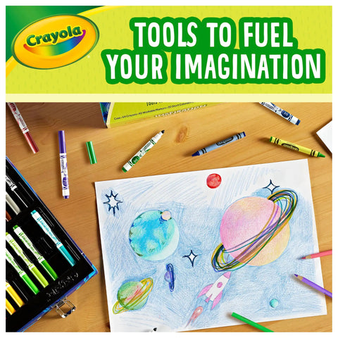 Space Theme 140 Piece Art Kit For Kids With Crayons Markers Pencils Drawing Sheets In Durable Case Totally Awesome Gift