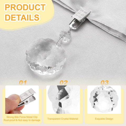 Eight Pieces Crystal Tablecloth Weights With Metal Clips Pendant Plum Blossom Shape For Outdoor Picnic Garden Tables 100 X 44mm