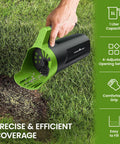 A person using Handheld Seed Spreader Pro For Lawn Care And Snow Removal Multi Use Spreader For Grass Seed Fertilizer Salt And Ice Melt
