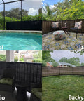 4x10 Black Balcony Privacy Screen Fence Cover With UV Protection Weatherproof Waterproof Shade Cloth in pool, deck, patio, backyard settings