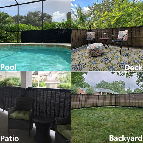 4x10 Black Balcony Privacy Screen Fence Cover With UV Protection Weatherproof Waterproof Shade Cloth in pool, deck, patio, backyard settings