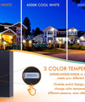 3 Color LED Outdoor Wall Light With Dusk To Dawn Photocell All In One 24W, showing color temperature options in black finish
