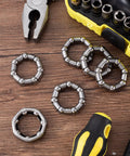 Six Pack Bicycle Crank Bearing Set 5/16 Inch 7 Balls 38 OD 24 ID 8 MM Ball Size Replacement Bottom Bracket Bearings on wooden surface