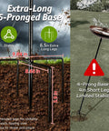 Comparison of 5-pronged base design for 35 Inch Metal Bird Bath For Outdoors, showcasing stability features and installation details.