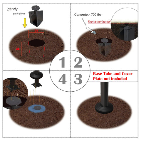 Ground Embedded Patio Umbrella Base For Cantilever Setups Space Saving Design Installation Steps
