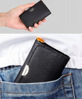 Magnetic 25 In 1 Screwdriver Set With Vanadium Steel Bits Non Slip Handle Portable Leather Case in hand and in jeans pocket