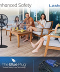 Family enjoying Oscillating Cyclone Pedestal Fan With Remote, Adjustable Height Up To 54 Inches on patio