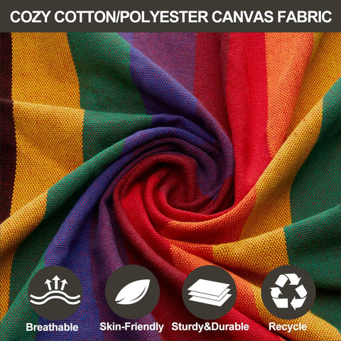 Cozy cotton/polyester blend fabric detail from Brazilian Double Hammock For Two People With Tree Straps, Extra Large 240x160 Cm
