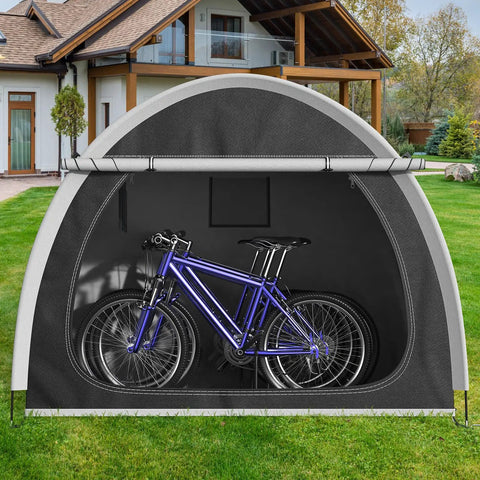Oversized Bike Storage Tent For 3 To 4 Bikes, Portable Foldable Garage Garden Shelter, Waterproof And UV Resistant Outdoor Bicycle Cover in garden