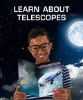 Lunar Telescope For Kids Ages 8 To 12 With Tripod And Finder Scope See The Moon In Incredible Detail Totally Easy To Use Beginner Stargazing Kit With High Quality Optical Glass Perfect Educational Gift For Young Space Fans, boy reading manual