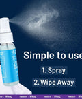 Nano Magic Eyeglass Lens Cleaning Spray 7oz Value Pack With 1oz Spray, misting effect shown, for glasses and screens cleaning.