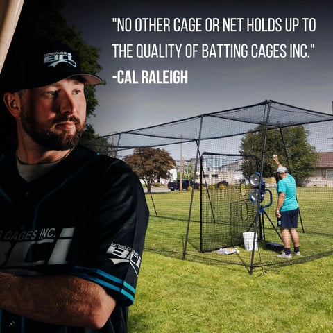 Freestanding Trapezoid Batting Cage With Net And Frame For Baseball And Softball Training, 55 Ft, features rugged steel frame.
