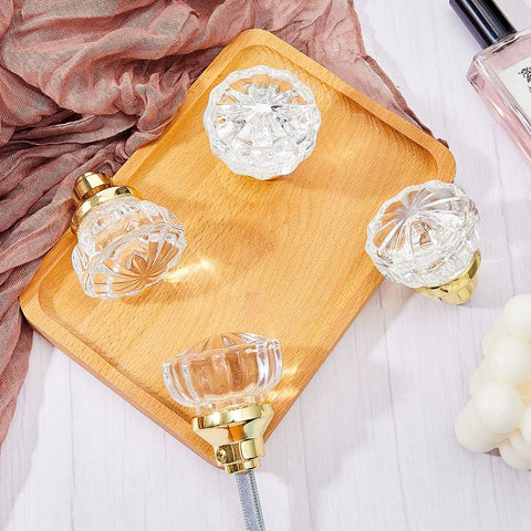Two Pack Glass Door Knobs Set With Spindle, Mortise Style Fluted Crystal Antique Door Hardware For Interior Doors, Gold Finish, Retro Vibe Look, Easy Install Replacement For Home Decor