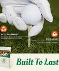 Premium Bamboo Golf Tees In Cigarette Style Pack Two And Three Quarter Inch Tees Durable Biodegradable Wood 18 Pack For Stylish Golfers with golf glove on tee and ball