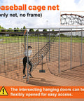 Batting Cage Net 10x10x35 Ft Heavy Duty Enclosed Net With Door Only Net No Poles Or Frame Backyard Softball Baseball Hitting And Pitching Net For Backyard Practice.
