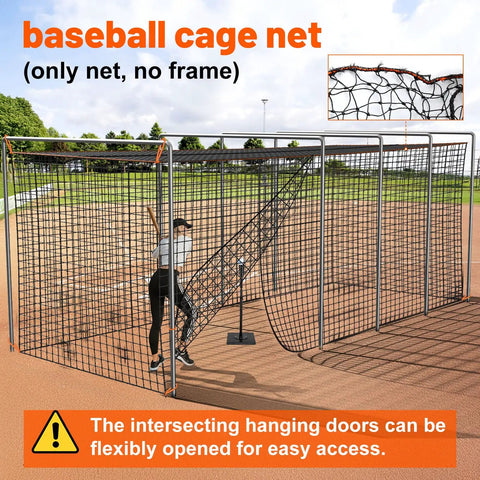 Batting Cage Net 10x10x35 Ft Heavy Duty Enclosed Net With Door Only Net No Poles Or Frame Backyard Softball Baseball Hitting And Pitching Net For Backyard Practice.