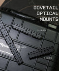 Low Profile Dovetail To Picatinny Rail Adapter For Rifles Nine Slot Mount on black tool case