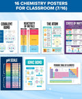 Chemistry Posters Set For High School Classrooms 16 Posters 11x17 Inch Matte Laminated Educational Wall Decor For Hallways Bulletin Boards And Home Study Space, featuring covalent bond and periodic table.