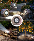 Two Pack Solar Rock Lights Outdoor Adjustable Angle Waterproof LED Garden Pathway Lights Auto On Off Landscape Lighting