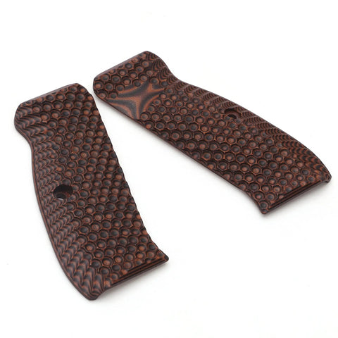 Palm Swell Grips For CZ 75 Full Size Orange Black G10 With Palm Texture Free Screws Mag Release Includes O Rings Thin