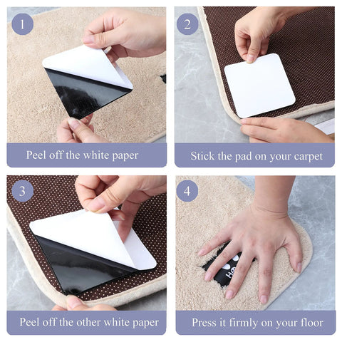 Steps to apply 10 Pack Rug Grippers Non Slip Pads For Hardwood Floors Keep Rugs From Curling And Slipping Instantly Easy To Apply