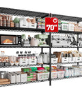 Beefy 70 Inch Wide Garage Storage Shelves Heavy Duty Metal Shelving Unit With 1600 Lbs Capacity L Shaped Configurable Design For Left Or Right Setup Tall 72 Inch Storage Rack Perfect For Workshop And Garage, black metal shelving with kitchen storage