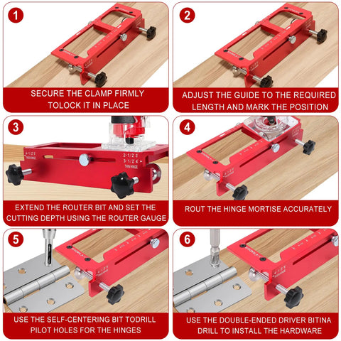 Heavy Duty Aluminum Door Hinge Jig And Game Changing Lock Installation Kit With Dead On Precision Router Template for routing hinge mortises on wood.