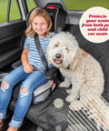 Waterproof Dog Car Seat Cover With Non Slip Back Seat Protector for Cars Trucks and SUVs, girl and dog on cover.