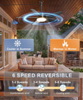 Outdoor Ceiling Fan With Lights 42 Inch Wet Rated IP65 Plug In Gazebo Patio Fan With Remote App Control Quiet DC Motor