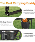 Anti-slip mat, side cup holder, and side pocket of Beefy Oversized Heavy Duty Folding Camping Chair With High Back And Headrest 500 LB Capacity Side Pocket Built For Lawn Fishing Sports And All Outdoors 2 Pack