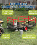 Heavy Duty ATV UTV Trailer Dump Cart Tow Behind With 1600 Lbs Capacity And 22 Cubic Feet Yard Garden Trailer Removable Sides