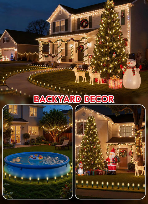 Outdoor Christmas Pathway Lights 26 Ft Connectable C9 LED String Lights Waterproof With 20 LEDs And Stakes for festive walkways