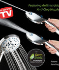 High Pressure Shower Head Combo With Handheld And Rain Head, antimicrobial anti-clog nozzles spraying stream of water