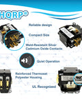 Single Pole 24V Condenser Contactor Replacement for 30 Amp systems with quiet operation and weld-resistant silver cadmium oxide contacts.