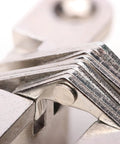 Close-up view of Hidden Cabinet Door Hinge Set 180 Degree Full Open One And Three Quarters Inch Height Nickel Finish, hinge details.