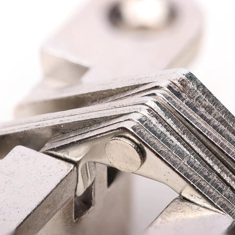 Close-up view of Hidden Cabinet Door Hinge Set 180 Degree Full Open One And Three Quarters Inch Height Nickel Finish, hinge details.