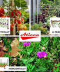 Heavy Duty Garden Trellis Netting 5 By 225 Ft White Polyester Plant Support Netting On Roll With 6 Inch Mesh featuring tomatoes and flowers