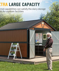 Extra Large 10x12 Outdoor Storage Shed With Lockable Doors, Metal Construction, Two Windows, open doors revealing large capacity.