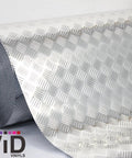 Diamond Plate Vinyl Wrap Roll With Anti Slip Traction Pattern Metallic Chrome Finish Self Adhesive Silver Sheet 17.8in x 50ft