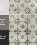 Blume Sage Ceramic Floor And Wall Tile 17.63 In Square Glazed with Arctic, Natural Gray, Charcoal Grout Options