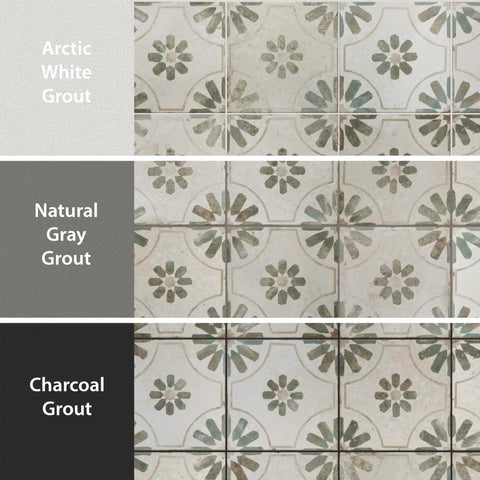 Blume Sage Ceramic Floor And Wall Tile 17.63 In Square Glazed with Arctic, Natural Gray, Charcoal Grout Options