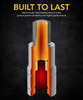 Diagram showing heat-treated steel process for Torx Bit Socket Set 13-Piece Premium S2 Alloy Steel Bits T8 Through T60.