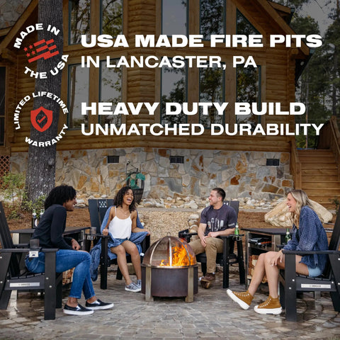 People enjoying Smokeless Fire Pit For Outdoor Hangouts, 27.5 Inch X Series 24 Corten Steel Backyard Heater